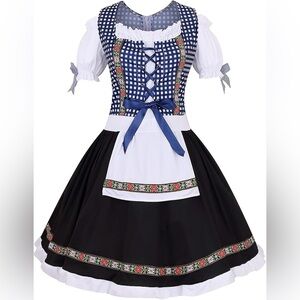 Elegant Blue and Black Midi Dress